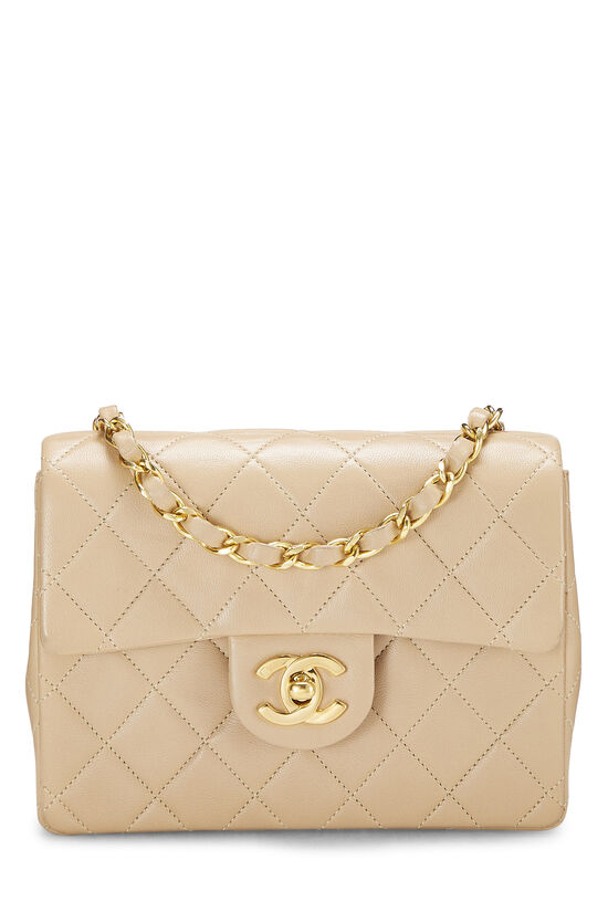 Beige Quilted Lambskin Half Flap Mini, , large image number 0