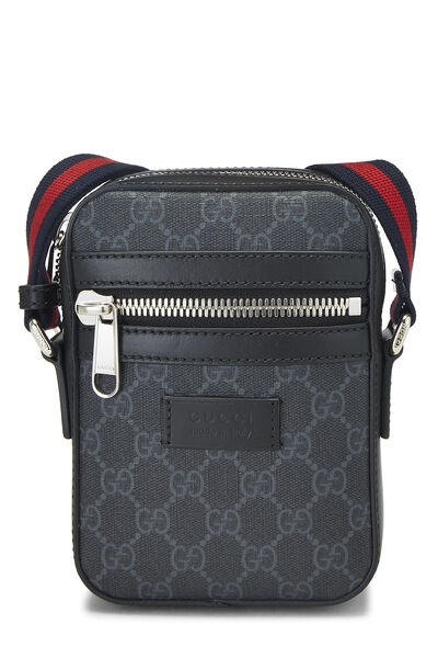 Black GG Supreme Canvas Vertical Web Messenger