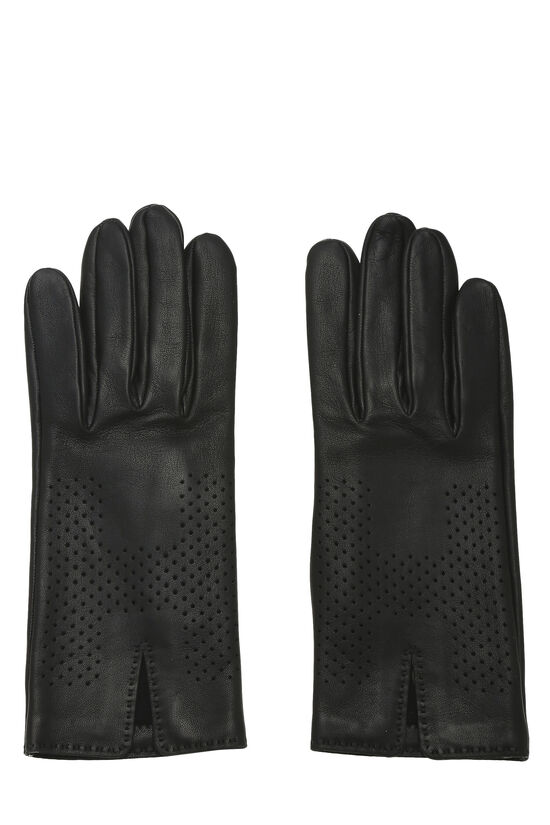 Black Perforated Lambskin Gloves, , large image number 0