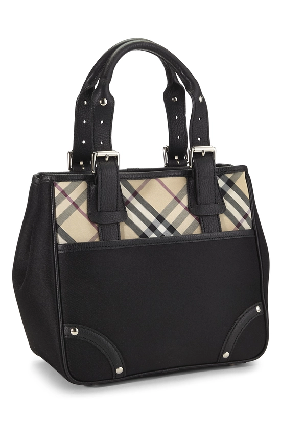 Black Nylon Check Handbag Small, , large image number 1