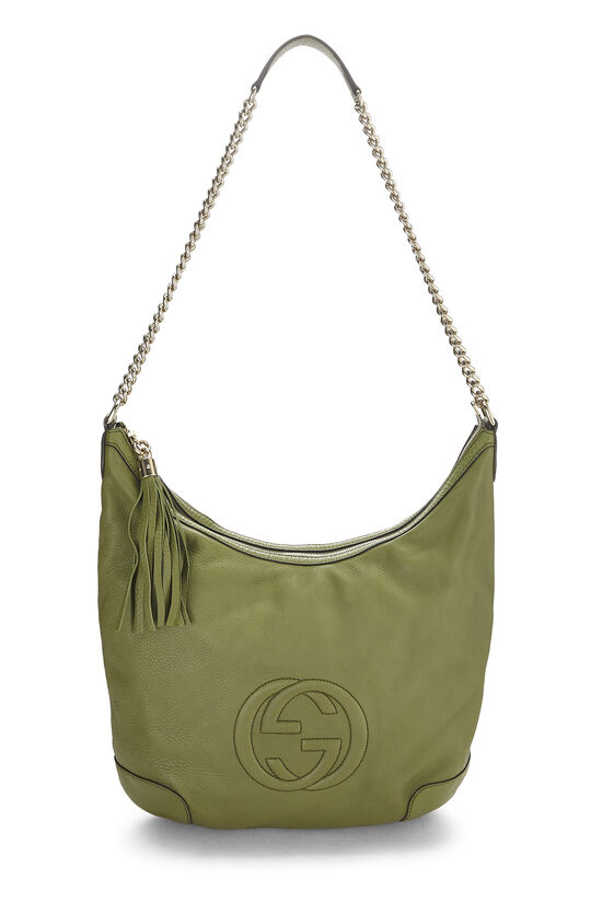 Green Leather Soho Chain Hobo Large, , large image number 0