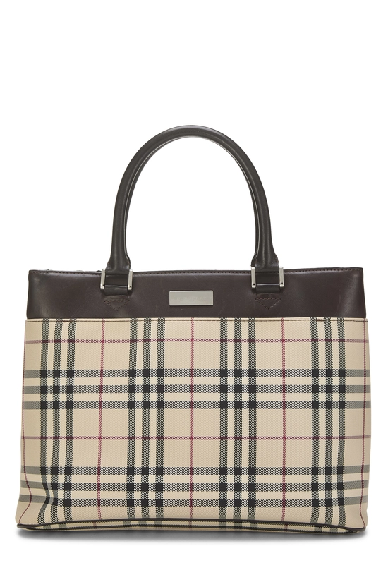 Brown Nylon Check Handbag Small, , large image number 0