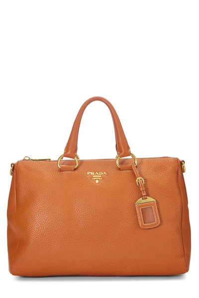 Prada Orange Vitello Daino Convertible Tote