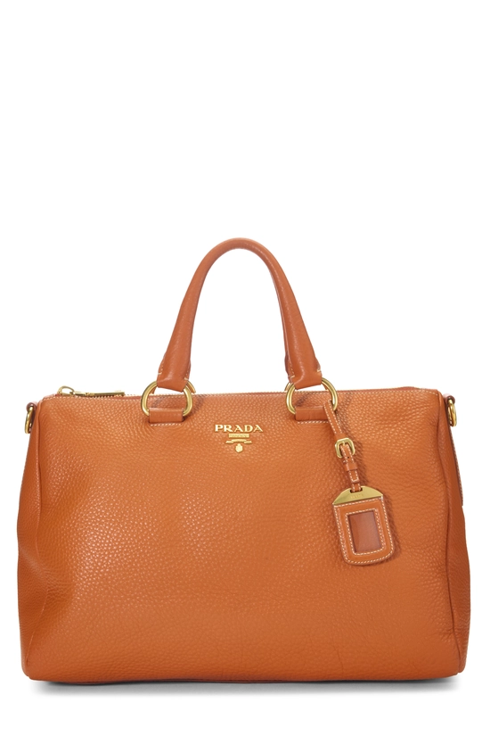 Orange Vitello Daino Convertible Tote, , large image number 0