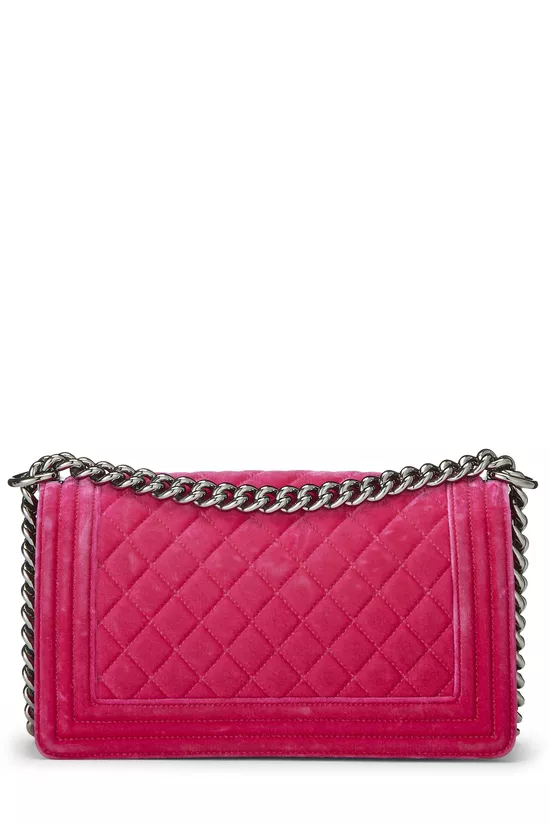 Pink Quilted Velvet Boy Bag Medium, , large image number 4