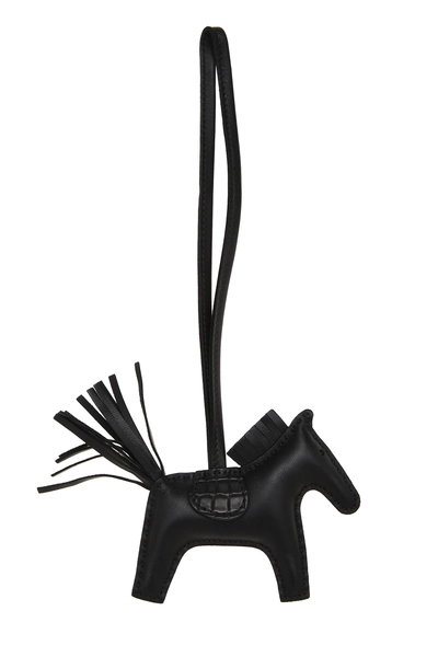 Black Milo & Alligator Leather Rodeo Bag Charm PM, , large