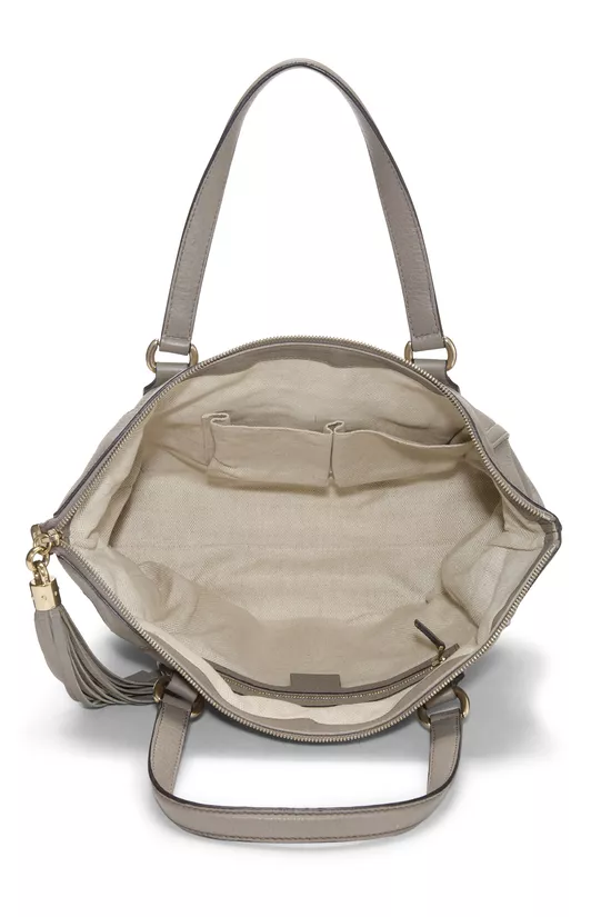 Grey Leather Soho Zip Tote, , large image number 5