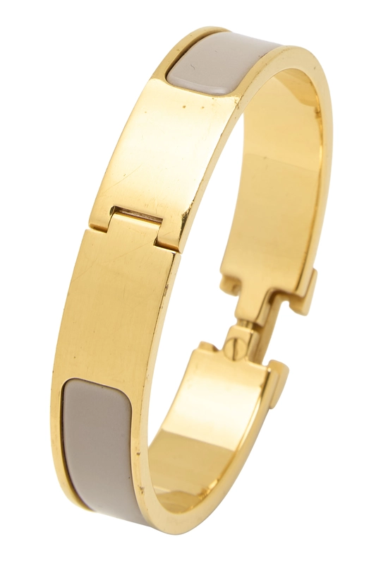 Grey Enamel Clic-Clac 'H' Bracelet Narrow PM, , large image number 1