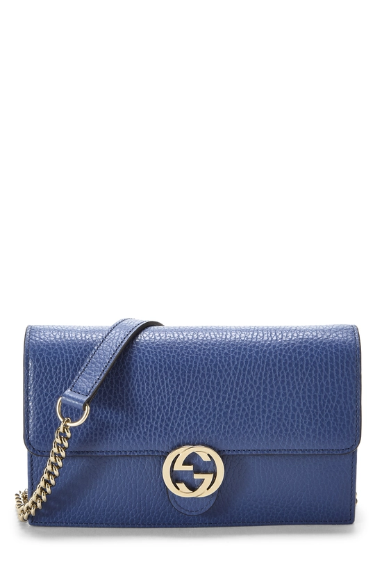 Blue Leather Interlocking Wallet On Chain (WOC) Small, , large image number 0