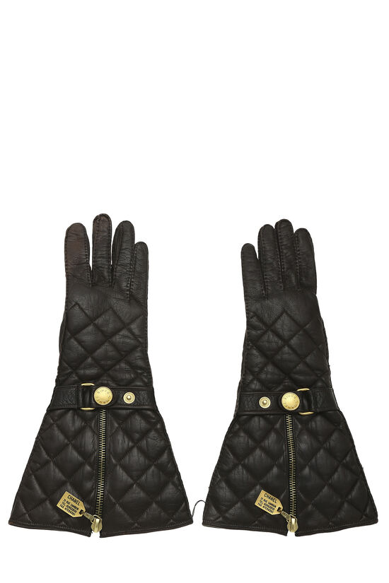 Chanel Brown Quilted Lambskin Gloves Q6A04T1I0B001