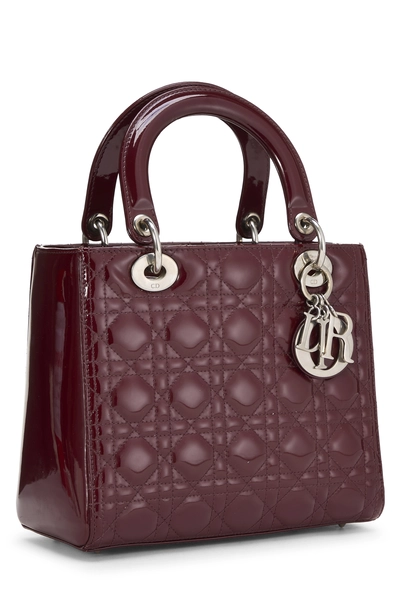 Burgundy Cannage Patent Leather Lady Dior Medium, , large