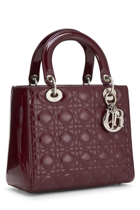 Burgundy Cannage Patent Leather Lady Dior Medium, , large image number 1