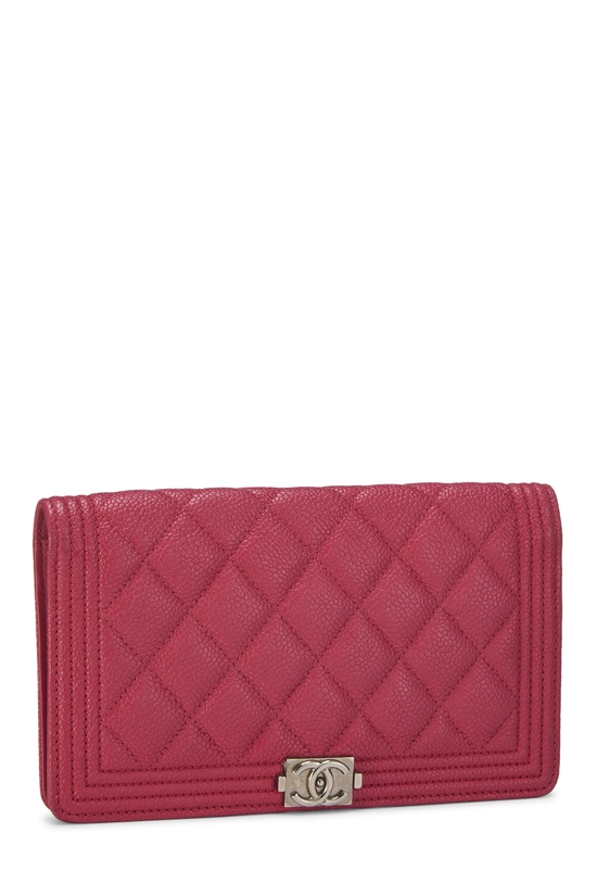 Red Quilted Caviar Boy Long Wallet, , large image number 1