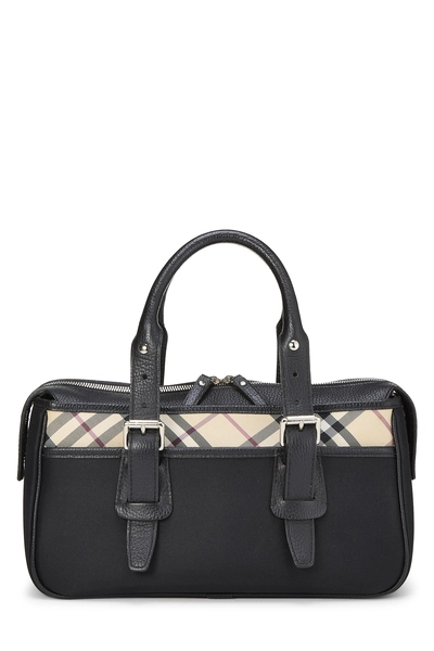 Burberry Black Nylon Check Satchel Handbag