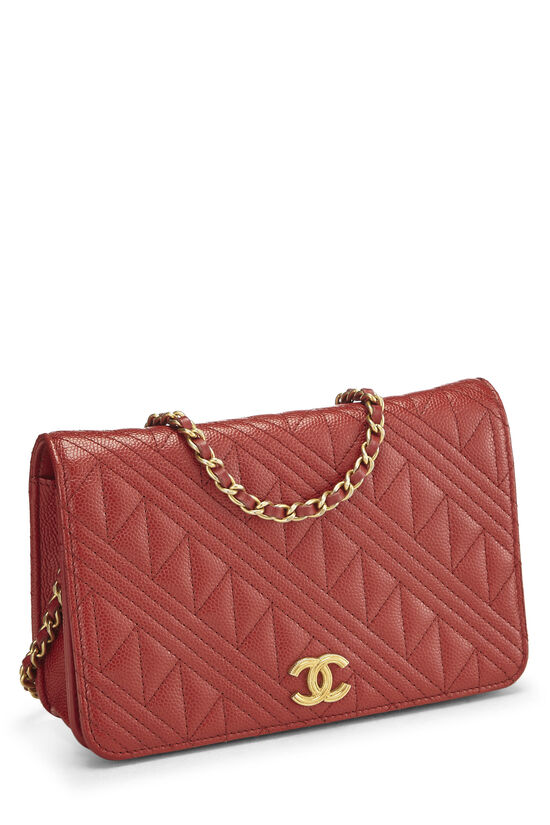 Red Quilted Caviar Wallet on Chain (WOC), , large image number 3
