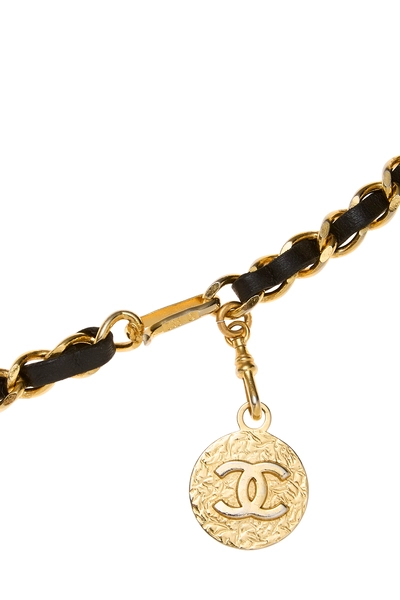 Black & Gold 'CC' Chain Belt, , large