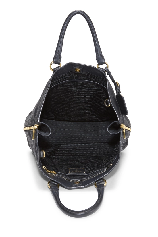 Black Vitello Daino Side Zip Tote Large, , large image number 5
