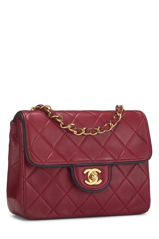 Red Quilted Lambskin Piped Half Flap Mini, , large image number 1