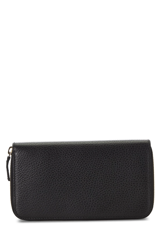 Black Leather Interlocking Zip-Around Wallet, , large image number 2