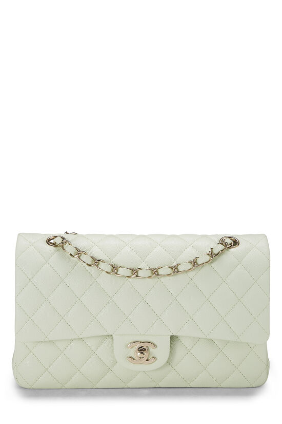 Green Quilted Caviar Classic Double Flap Medium, , large image number 0