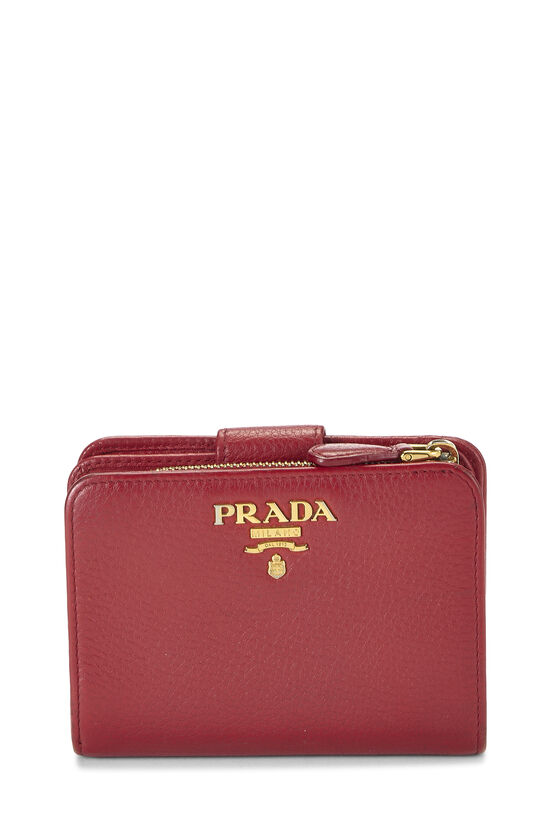 Red Vitello Daino Compact Wallet, , large image number 0