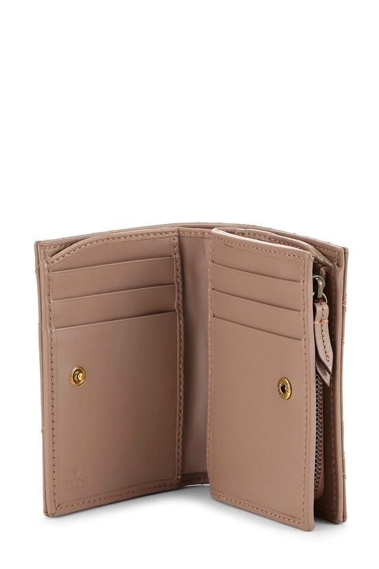 Pink Leather GG Marmont Compact Wallet, , large image number 3