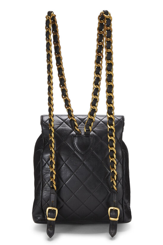 chanel black leather backpack