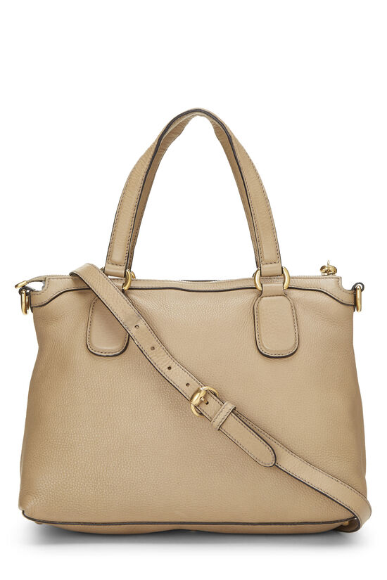 Beige Grained Leather Soho Top Handle Bag, , large image number 3