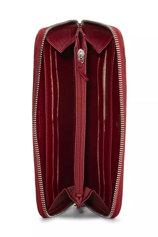 Red Quilted Lambskin Classic Zip Long Wallet, , large image number 3