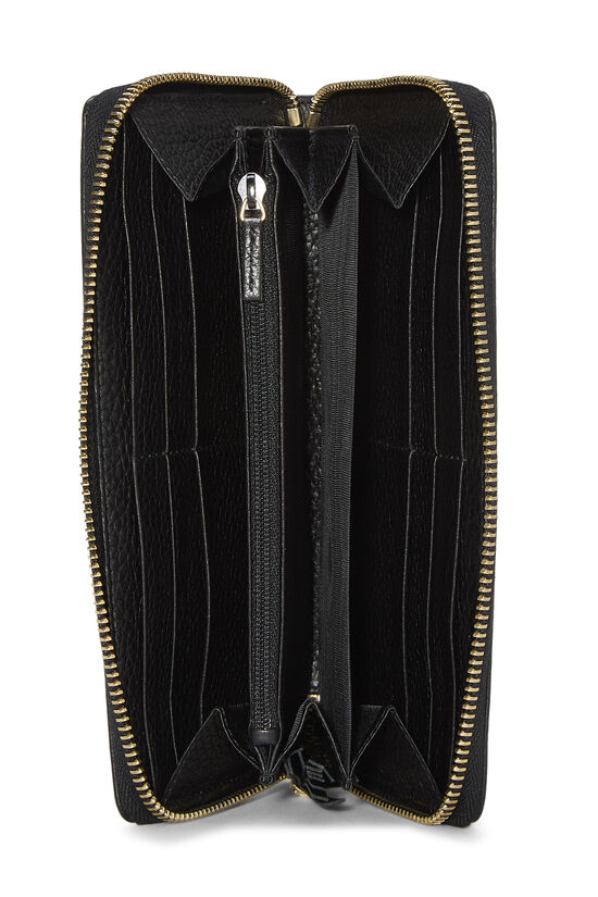 Black Leather Soho Zip Around Wallet, , large image number 3