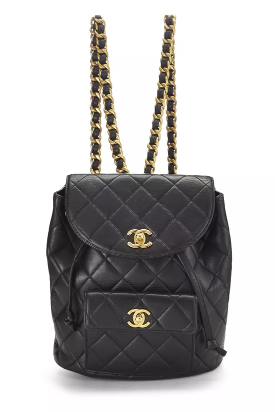 Black Quilted Lambskin Backpack Medium, , large image number 0