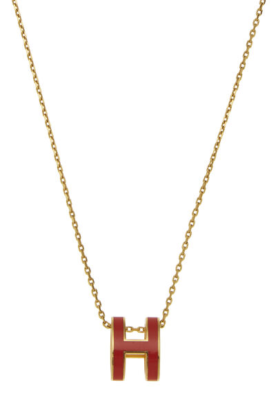 Gold & Orange Pop H Necklace, , large