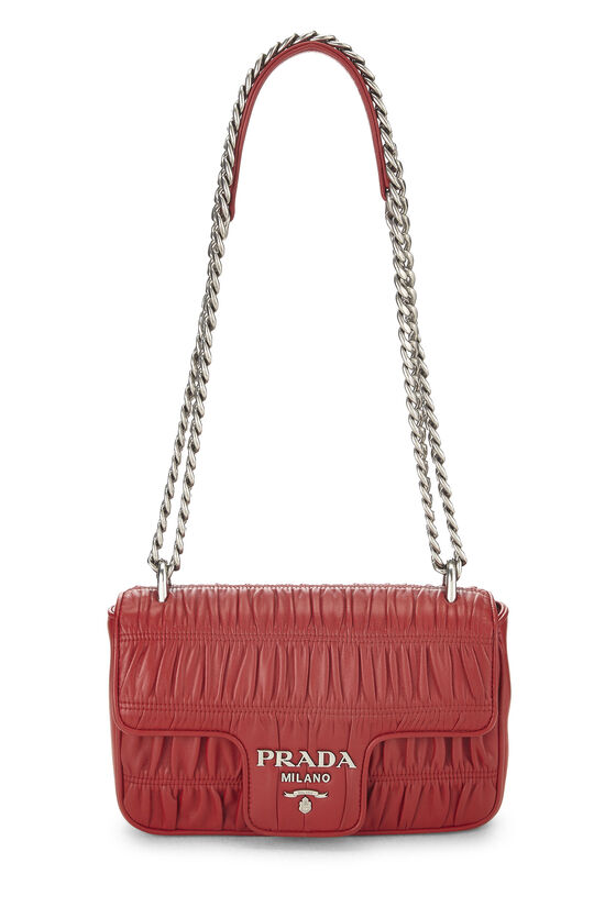 Red Nappa Gaufre Crossbody Bag, , large image number 0