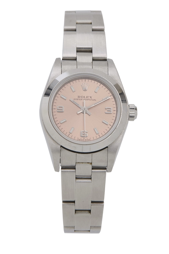 Pink Dial Stainless Steel Oyster Perpetual 76080 24mm, , large image number 0