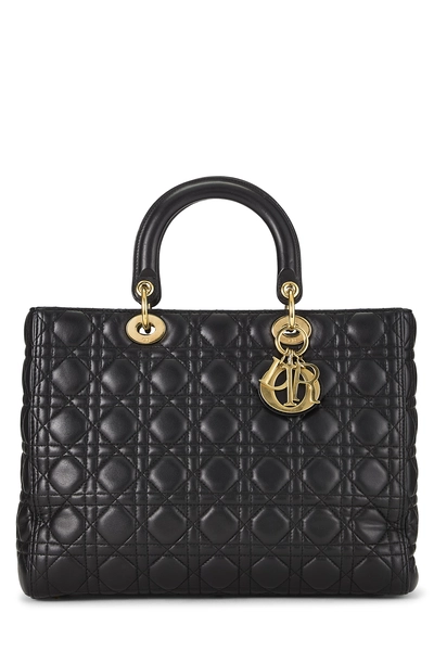Black Cannage Quilted Lambskin Lady Dior Large