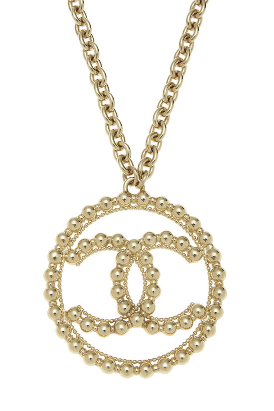 Gold 'CC' In Circle Necklace Large