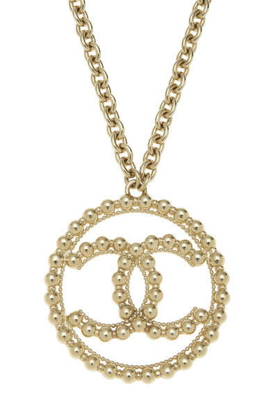 Gold 'CC' In Circle Necklace Large, , large