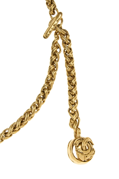 Gold 'CC' Chain Belt, , large