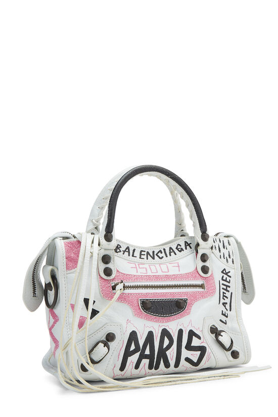 Balenciaga Graffiti City Shoulder Bag In White | ModeSens
