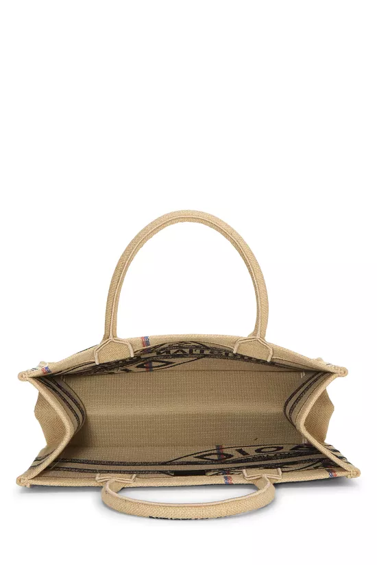 Beige Embroidered Jute Book Tote Medium, , large image number 5