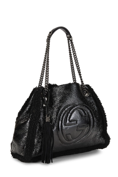 Black Patent Leather Soho Chain Tote, , large