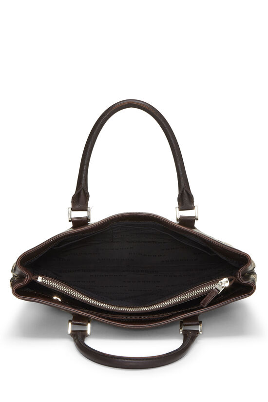 Brown Nylon Check Handbag Medium, , large image number 6