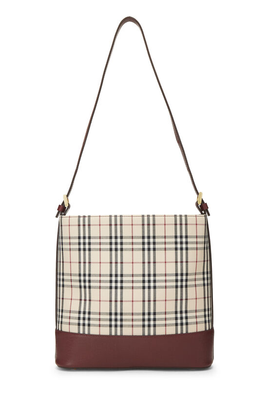 Burgundy House Check Canvas Bucket Bag Small, , large image number 3