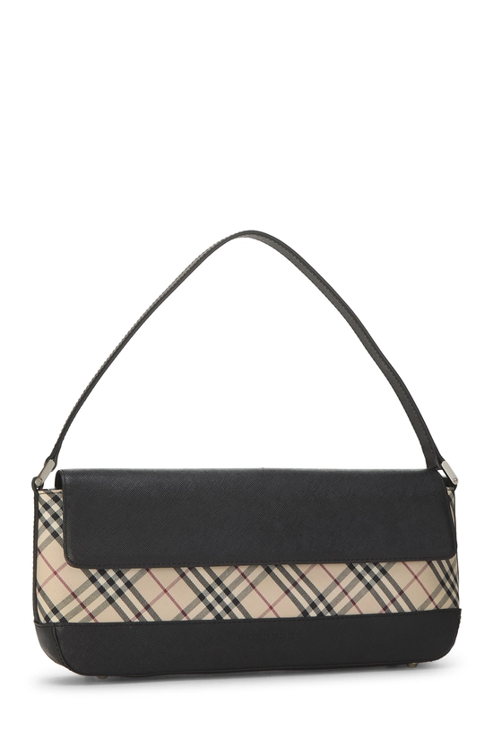 Black Check Jacquard Canvas Shoulder Bag, , large image number 1