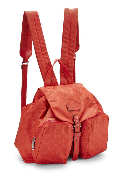 Orange GG Nylon Double Pocket Backpack, , large