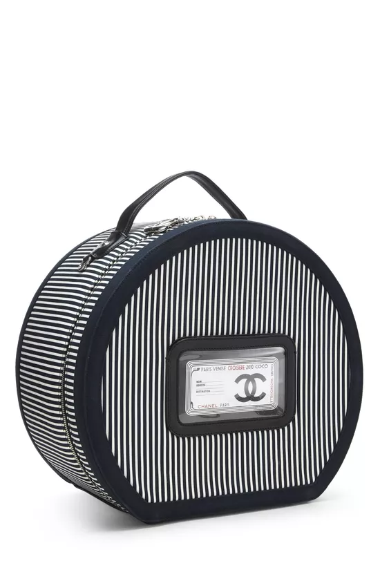 Paris-Venice Navy & White Striped Canvas Rialto Hat Box, , large image number 2