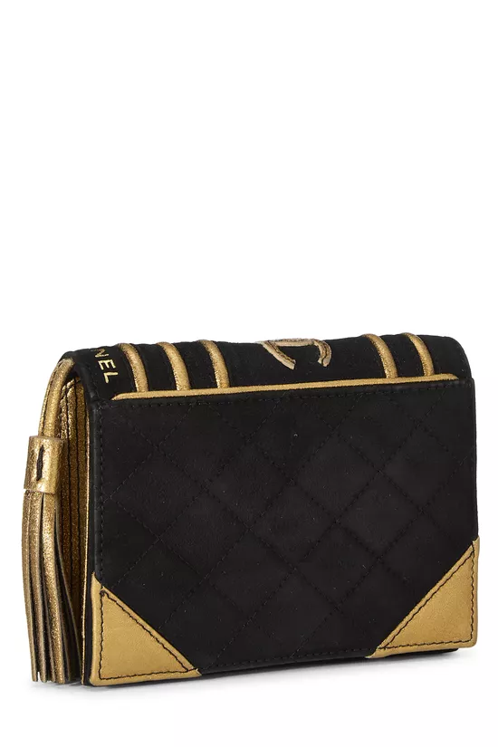 Black Quilted Suede Bible Clutch , , large image number 1