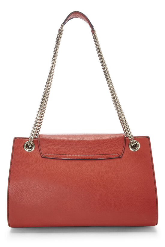 Orange Grained Leather Emily Chain Shoulder Bag Large, , large image number 4