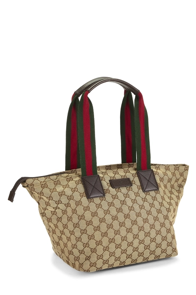 Original GG Canvas Web Soft Zip Tote, , large