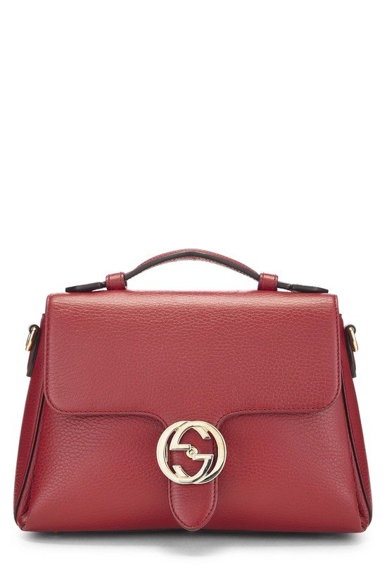 Red Leather Interlocking Handbag, , large image number 0